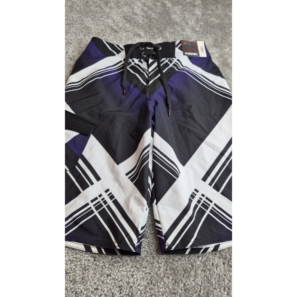Hawks Boys Youth Large 12 Swimwear Trunks Bottoms Purple Black White Beach‎